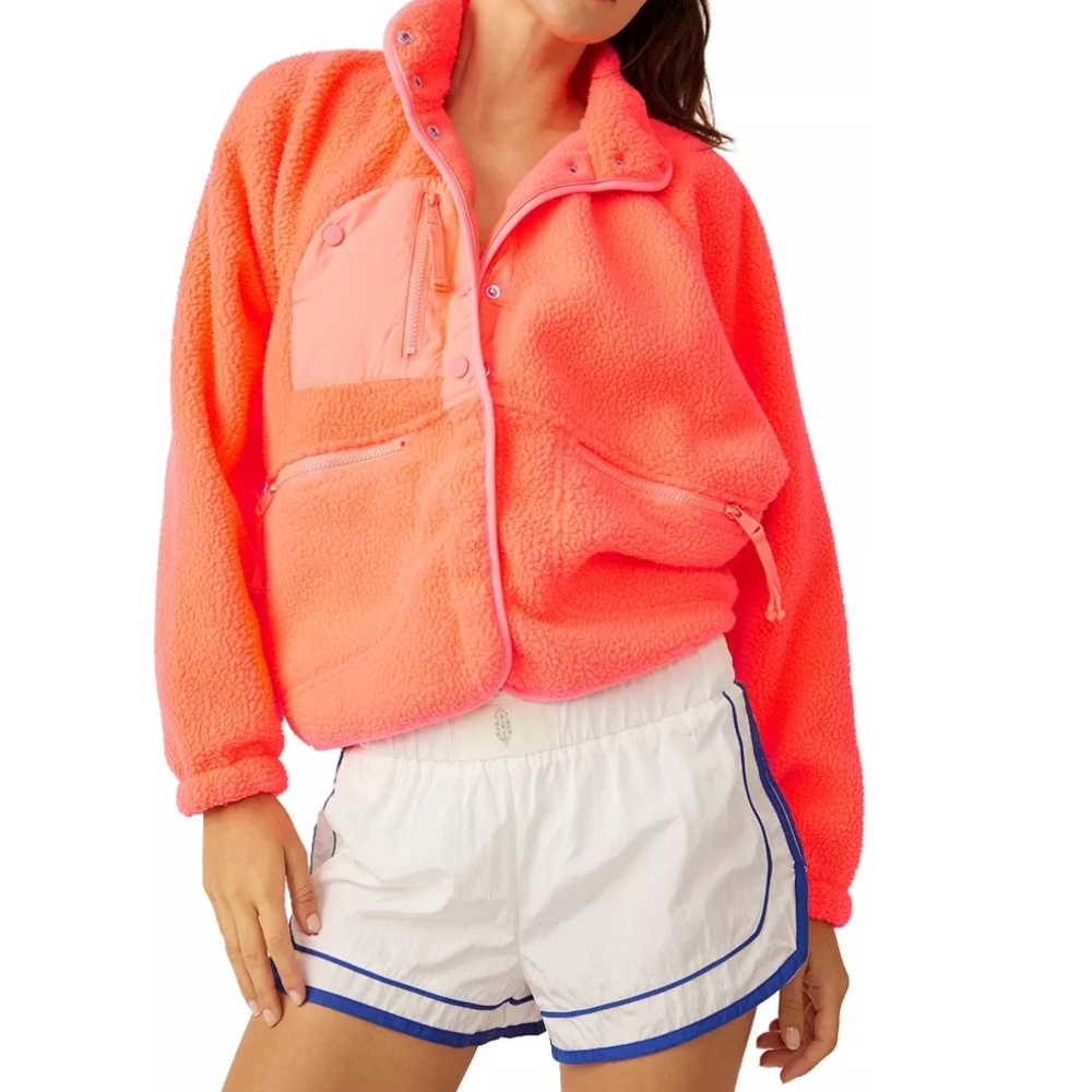 NWOT FP Movement Women's Hit the Slopes Fleece Jacket Size small 

Bright orange
